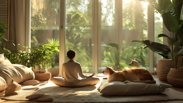 Como pets ajudam a criar ambientes tranquilos para meditar em casa