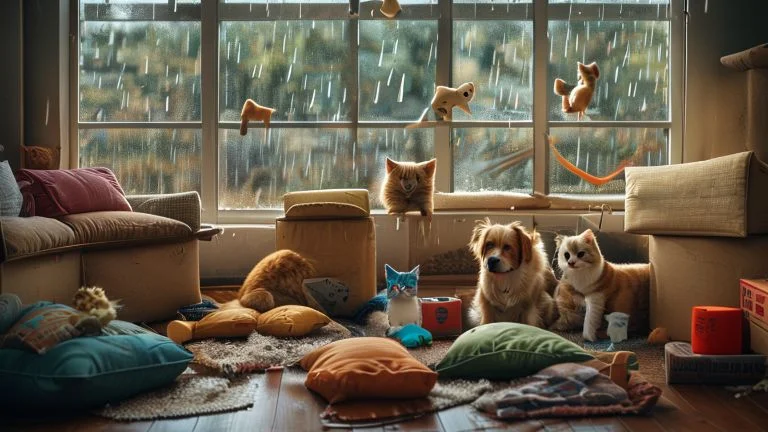 Atividades para divertir seus pets em dias chuvosos em casa