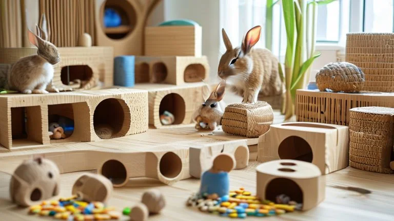 Brinquedos que estimulam coelhos e pequenos roedores com diversão e saúde